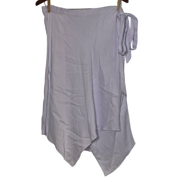 Anthropologie Sharkbite Hem Wrap Midi Skirt Sz XL Asymmetrical Lavender Viscose - Picture 1 of 7